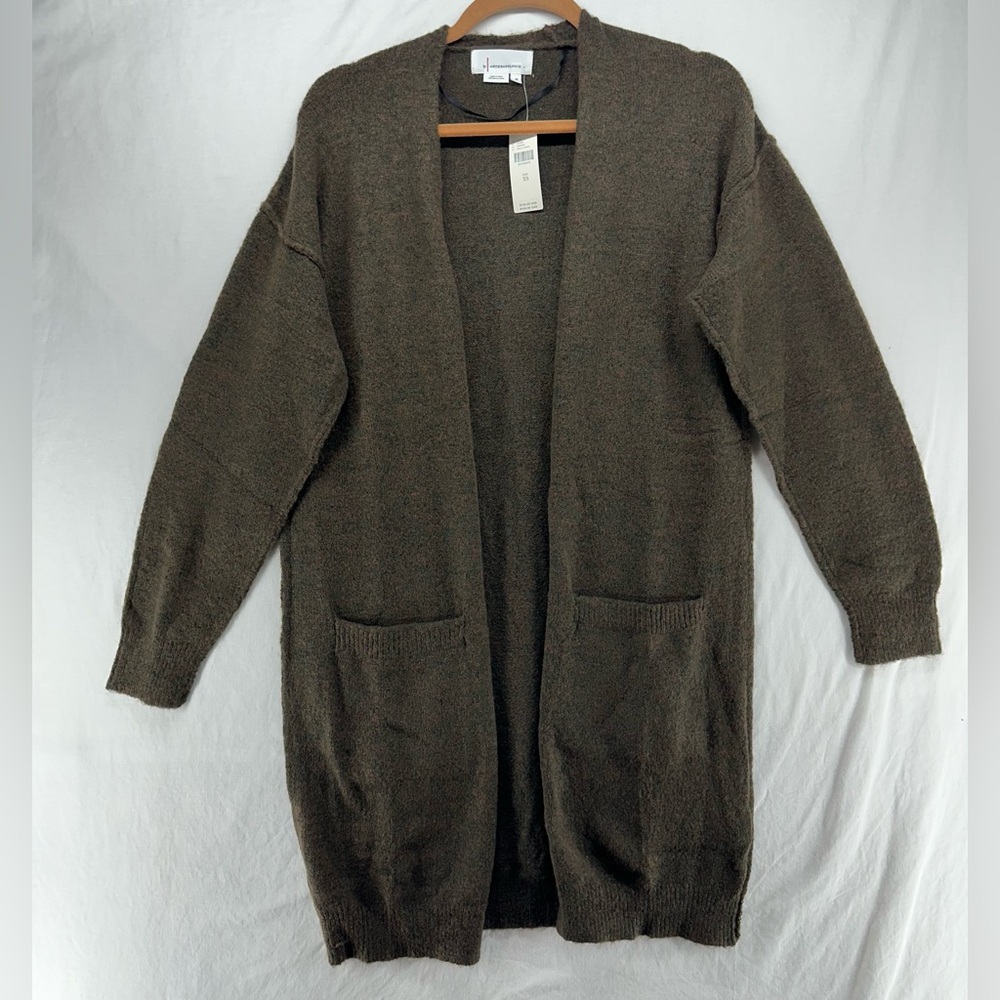 by Anthropologie Size XS Open Front Long Sleeve Duster Cardigan Sweater Olive